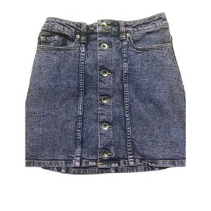 Hot Topic Denim Mini Skirt Button‎ Front Acid Wash Purple XS